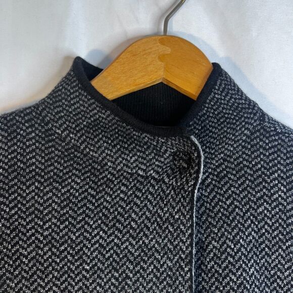 Benedetta B Cape Cardigan Merino Wool Blend Tweed Look Chevron Size Small - Picture 3 of 10